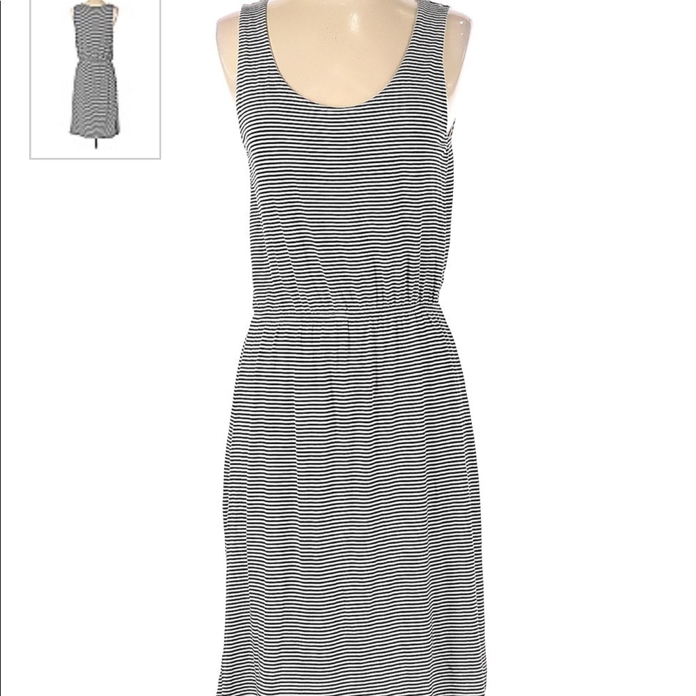 H&M L basic striped black and white sleeveless dress